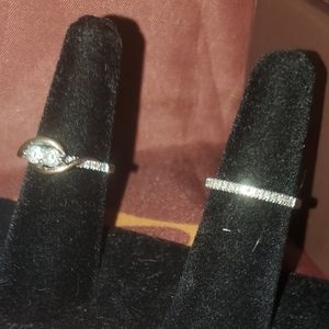 EVER US Collection 14K Wedding Set Anniversary Engagement Ring 2pc